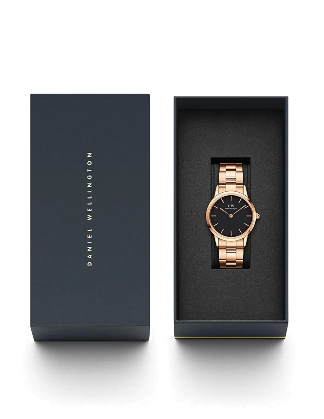 Montre Femme Daniel Wellington DW00100212 Iconic Link - Cadran Noir, Boîtier et Bracelet Acier Or Rose 32mm vue 4