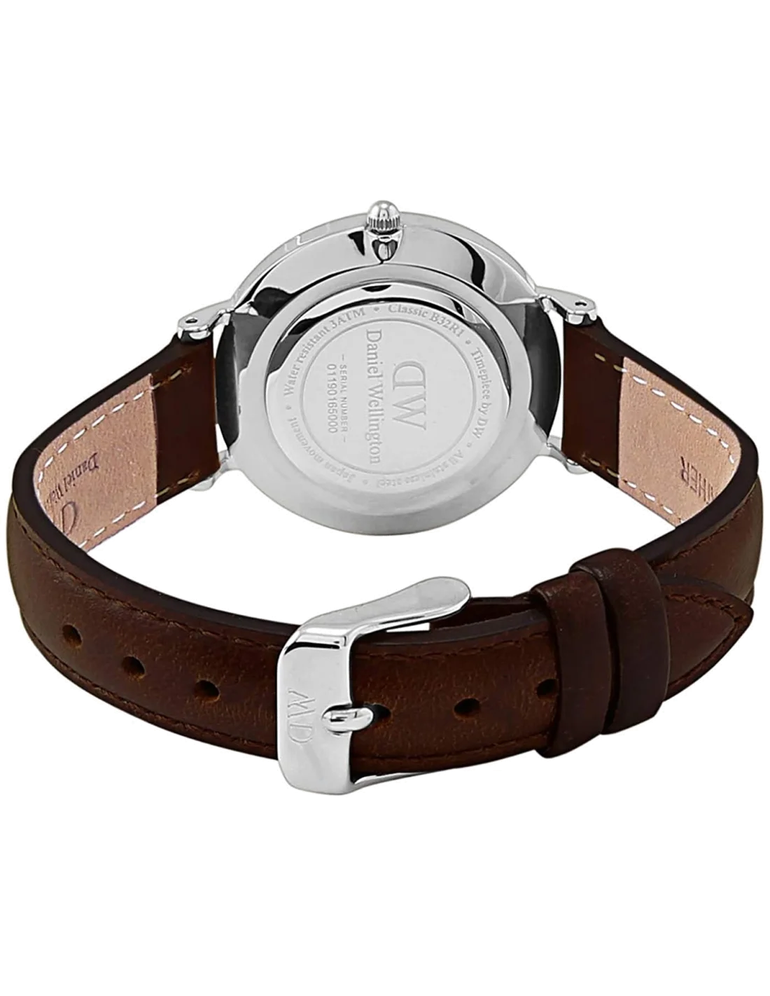 Montre Daniel Wellington Classic Petite 28mm DW00100239 - Cadran blanc, bracelet cuir marron - Pour femme vue 2