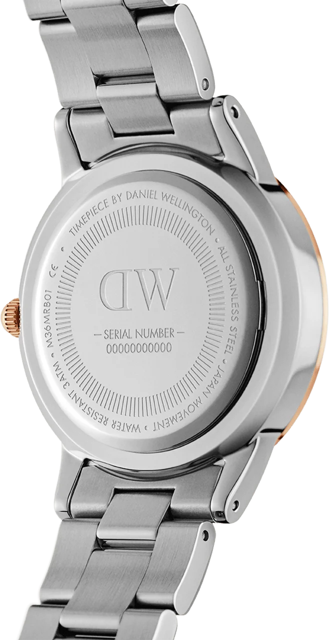 Montre Femme Daniel Wellington Iconic Link Lumine 28mm - Cadran blanc, bracelet argent et or rose - DW00100359 vue 4