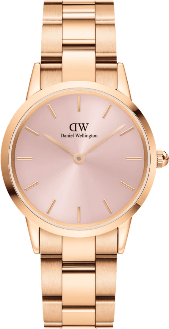 Montre Daniel Wellington Iconic Link DW00100369 - Boîtier et bracelet acier or rose 32mm - Pour femme