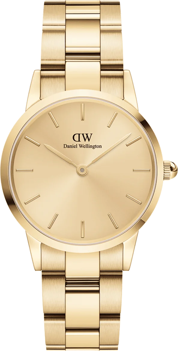 Montre Femme Daniel Wellington DW00100403 Iconic Link 28mm Cadran Doré Acier Plaqué Or Jaune