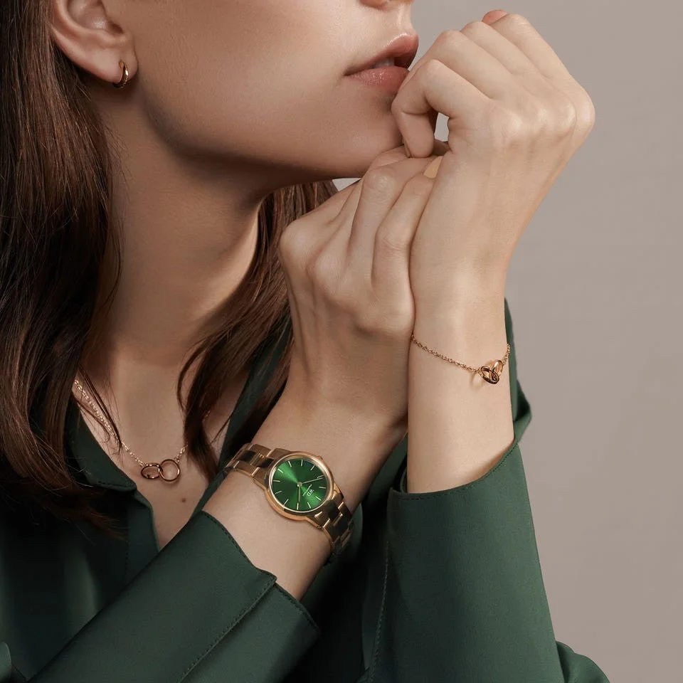 Montre Femme Daniel Wellington DW00100420 Iconic Link - Cadran Vert Émeraude 32 mm, Bracelet Or Rose Acier vue 3