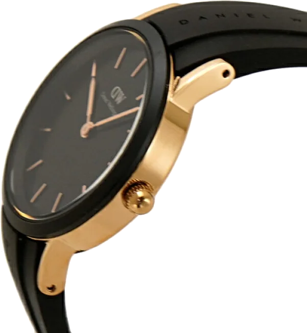 Montre Daniel Wellington DW00100426 Iconic Link 32mm, Cadran Noir, Boîtier Or Rose, Bracelet Silicone Noir - Pour Femme vue 2