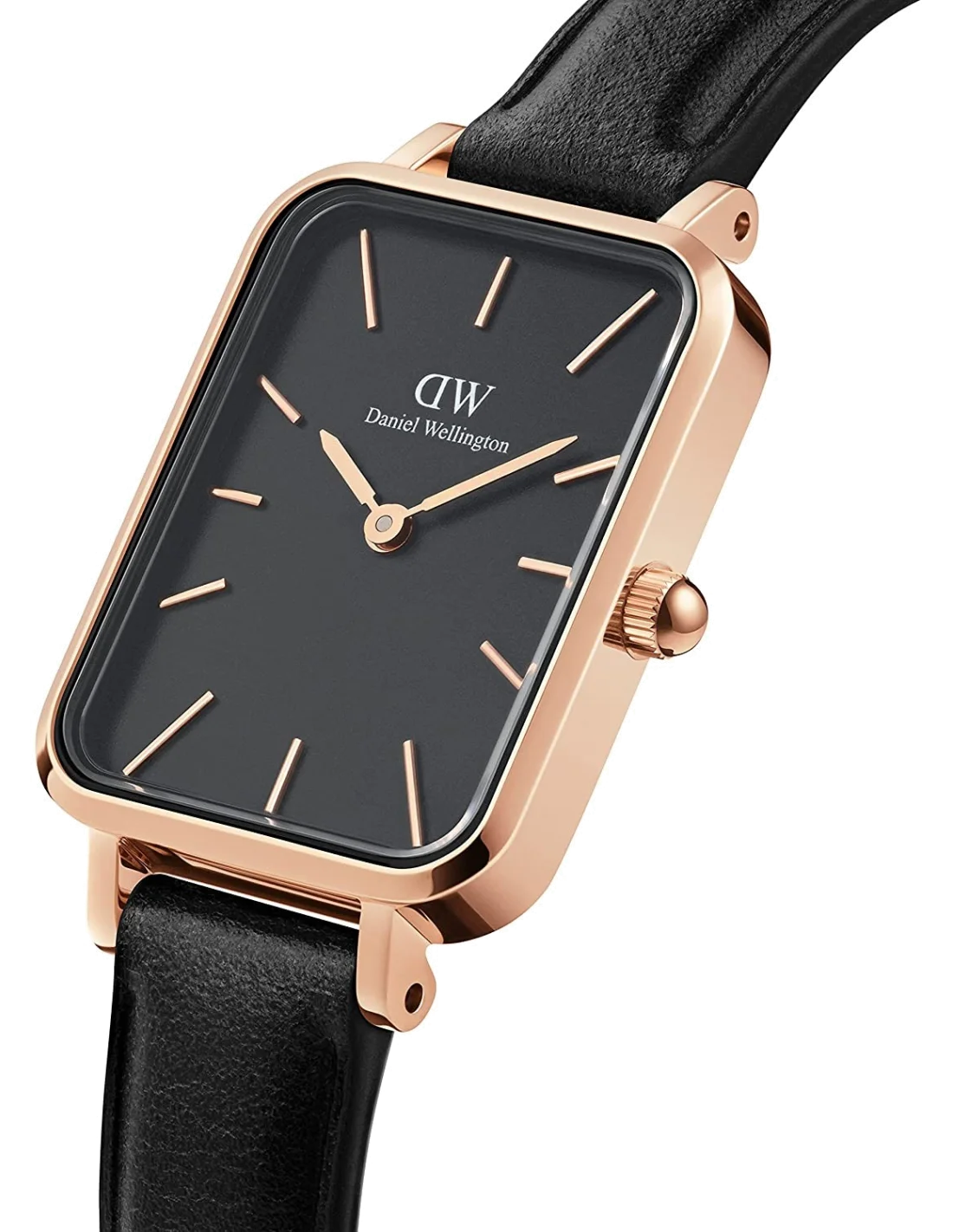 Montre Femme Daniel Wellington Quadro Sheffield DW00100435 - Cadran Noir, Boîtier Or Rose, Bracelet Cuir vue 2