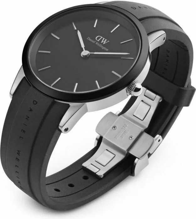 Montre Homme Daniel Wellington DW00100436 Iconic Motion, Cadran Noir, Boîtier Argent, Bracelet Silicone Noir vue 2