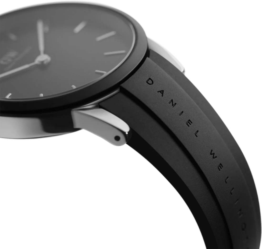Montre Homme Daniel Wellington DW00100436 Iconic Motion, Cadran Noir, Boîtier Argent, Bracelet Silicone Noir vue 3