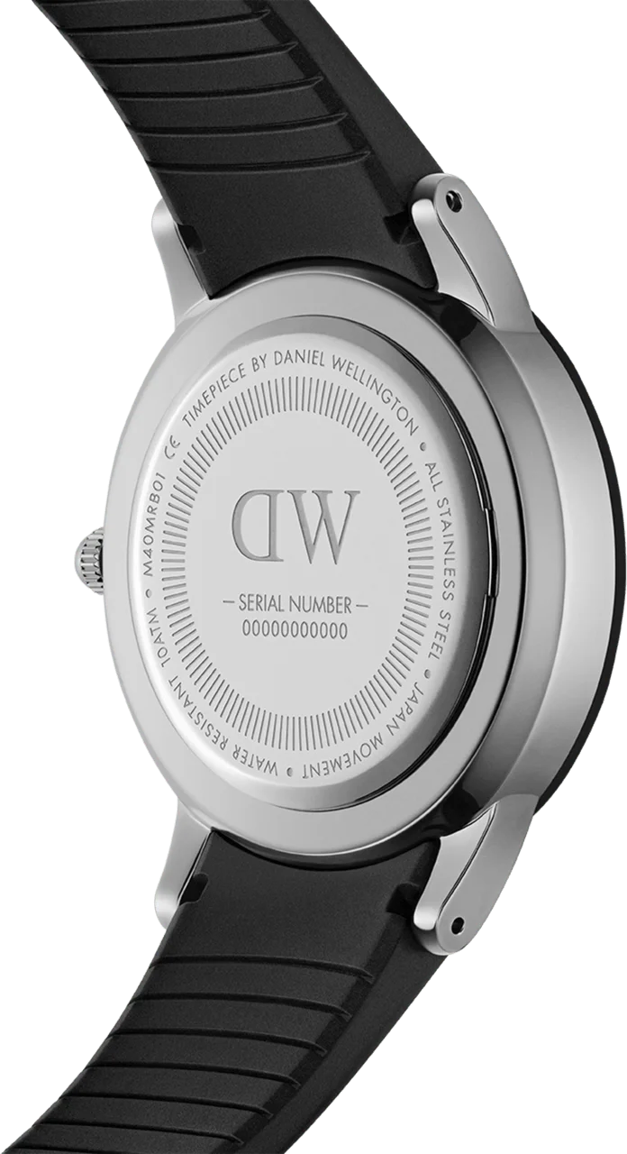 Montre Homme Daniel Wellington DW00100436 Iconic Motion, Cadran Noir, Boîtier Argent, Bracelet Silicone Noir vue 4
