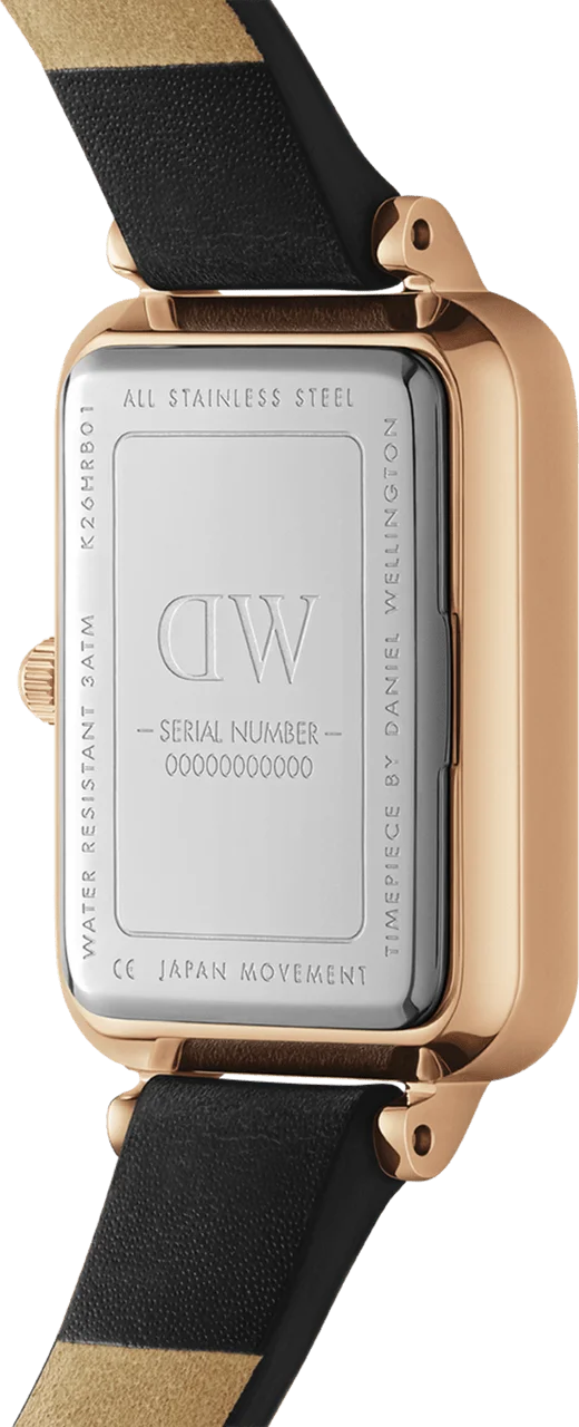 Montre Femme Daniel Wellington DW00100449 Boîtier Rectangulaire Or Rose, Cadran Noir, Bracelet Cuir vue 3