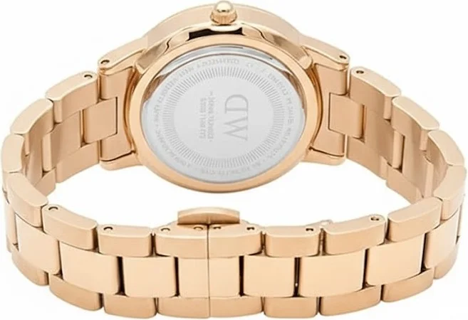 Montre Daniel Wellington Iconic Link DW00100463 pour Femme - Cadran Marron, Bracelet Acier Or Rose vue 3