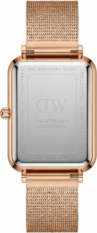 Montre Femme Daniel Wellington DW00100466 Cadran Rectangulaire Noir Onyx et Maille Milanaise Or Rose vue 3