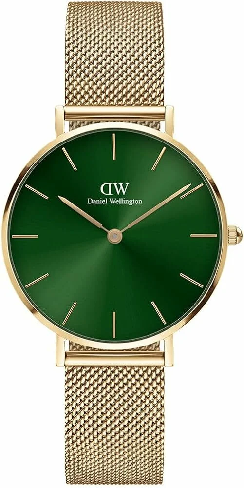 Daniel Wellington Petite Emerald DW00100479 - Montre femme 28mm cadran vert or maille milanaise