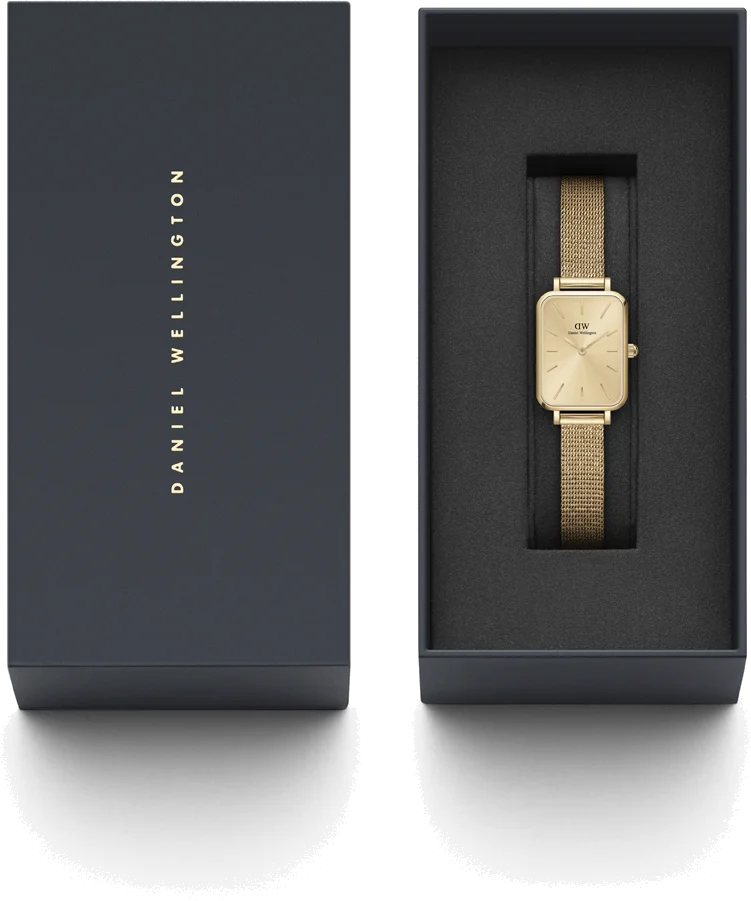 Montre Femme Daniel Wellington DW00100485 Quadro Rectangulaire Or Rose Maille Acier vue 4