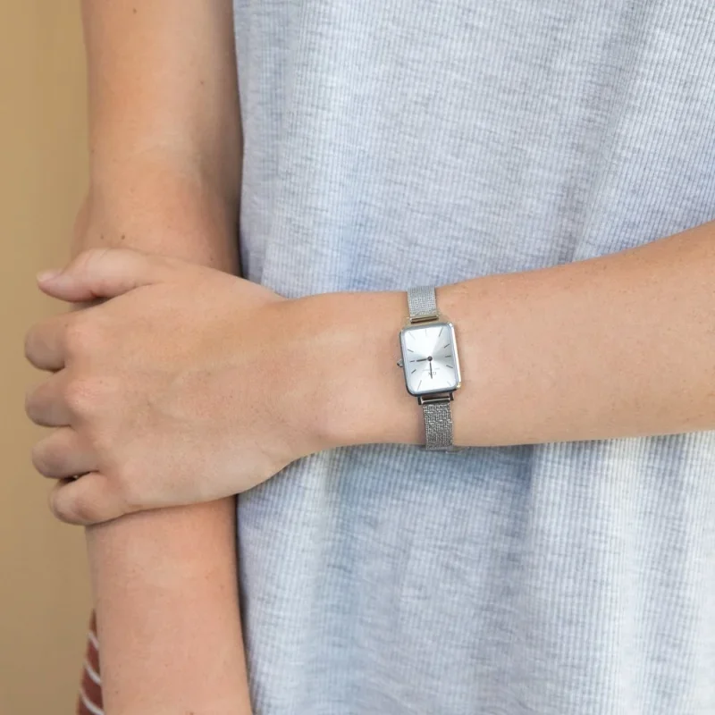 Montre Femme Daniel Wellington DW00100486 Quadro Pressed Unitone Cadran Rectangulaire Argent Acier vue 4