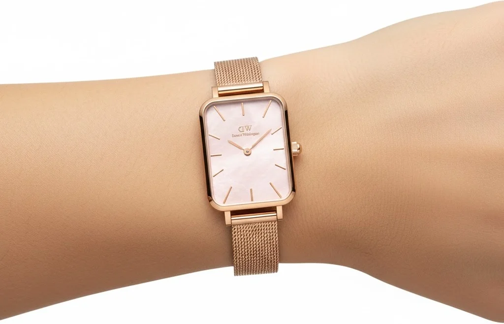 Daniel Wellington DW00100510 - Montre Femme Cadran Nacre Rose & Bracelet Or Rose vue 4