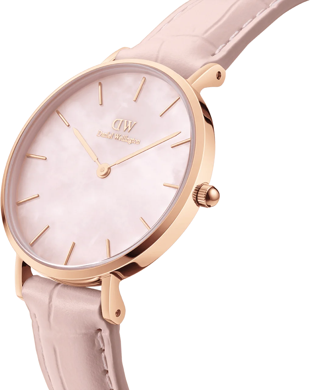 Montre Femme Daniel Wellington Petite Rouge DW00100511 - Boîtier Or Rose 28mm, Cadran Nacre Rose, Bracelet Cuir vue 2