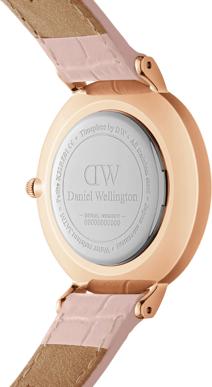 Montre Femme Daniel Wellington Petite Rouge DW00100511 - Boîtier Or Rose 28mm, Cadran Nacre Rose, Bracelet Cuir vue 3