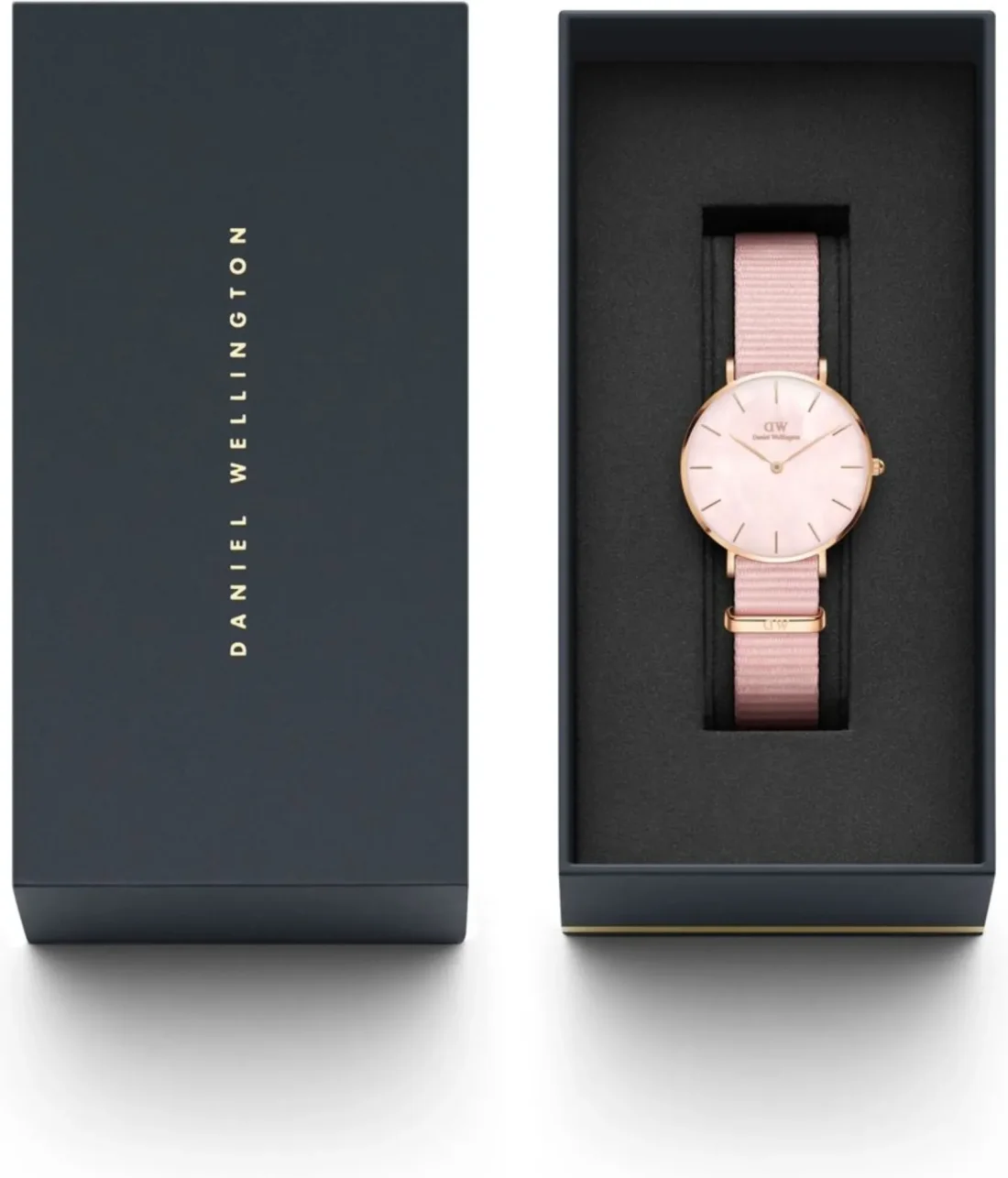 Montre Femme Daniel Wellington Petite Coral DW00100512 - Boîtier Or Rose 28mm, Cadran Nacre Rose, Bracelet Nato vue 4