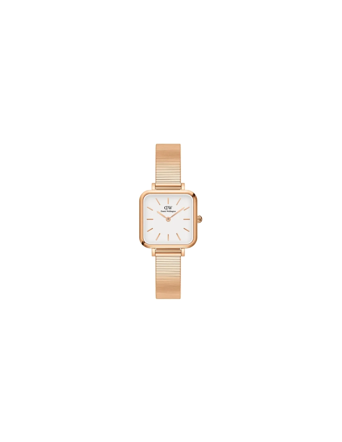 Montre Femme Daniel Wellington DW00100517 Quadro Studio, Cadran Carré Blanc, Boîtier et Bracelet Or Rose