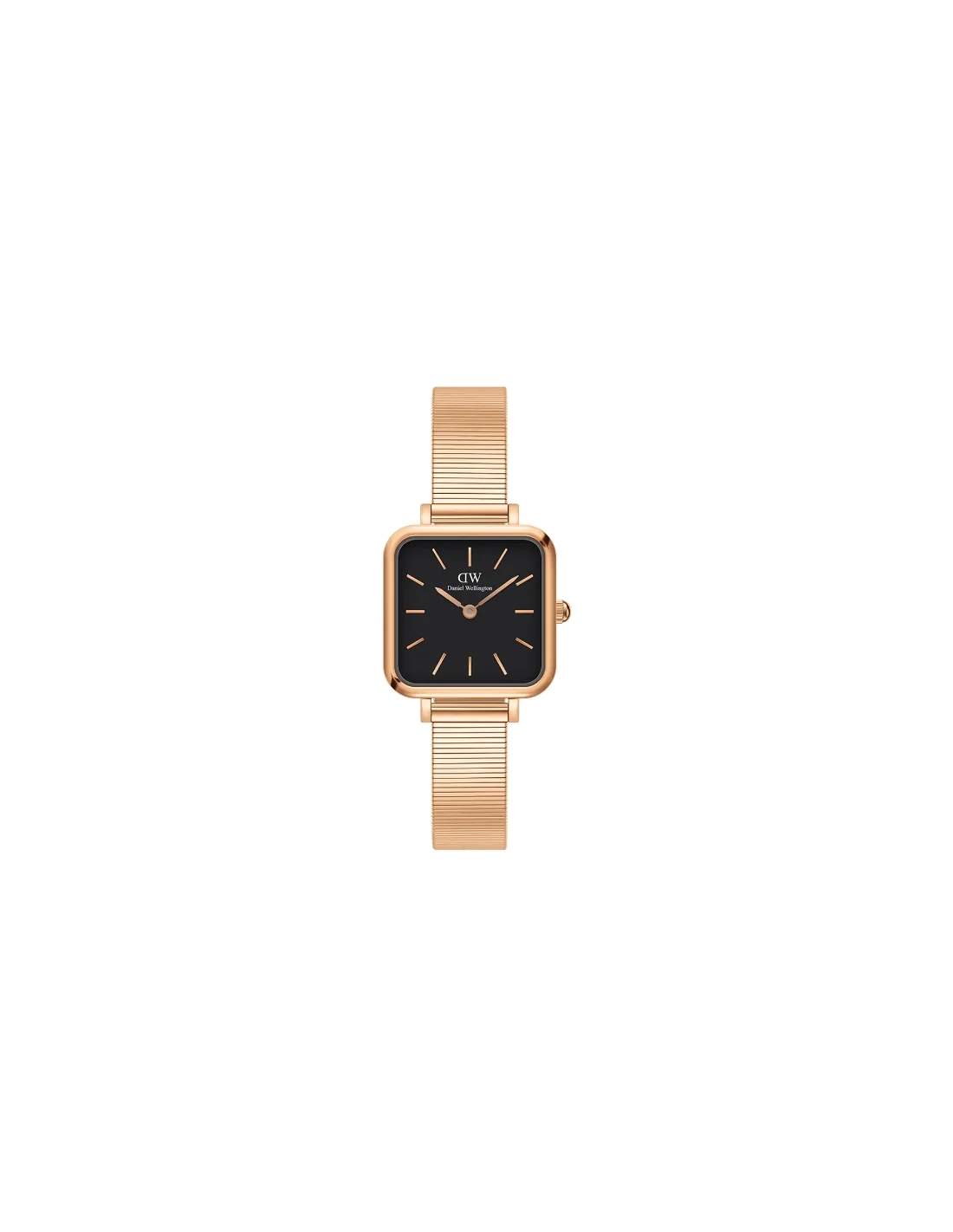 Montre Femme Daniel Wellington DW00100518 Quadro Studio, Cadran Carré Noir, Boîtier et Bracelet Or Rose