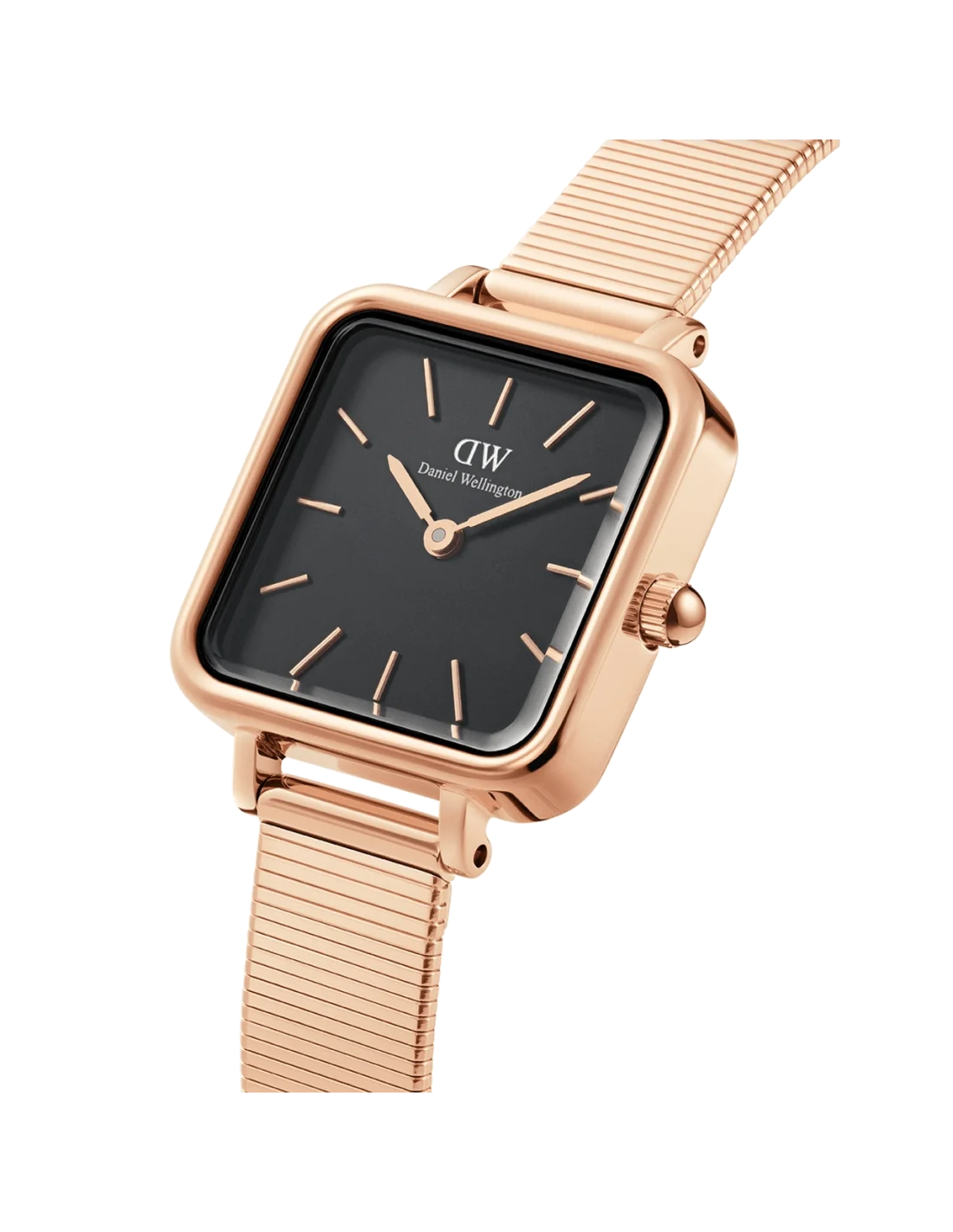 Montre Femme Daniel Wellington DW00100518 Quadro Studio, Cadran Carré Noir, Boîtier et Bracelet Or Rose vue 2