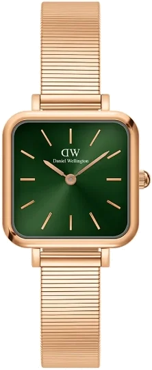 Montre Femme Daniel Wellington DW00100519 Quadro Studio - Boîtier Carré Or Rose, Cadran Vert
