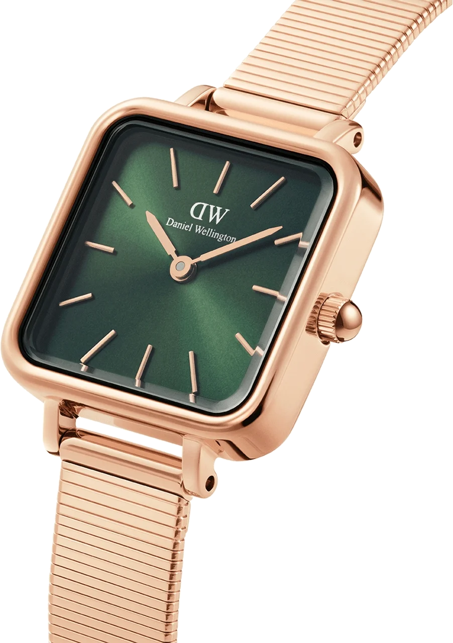 Montre Femme Daniel Wellington DW00100519 Quadro Studio - Boîtier Carré Or Rose, Cadran Vert vue 2