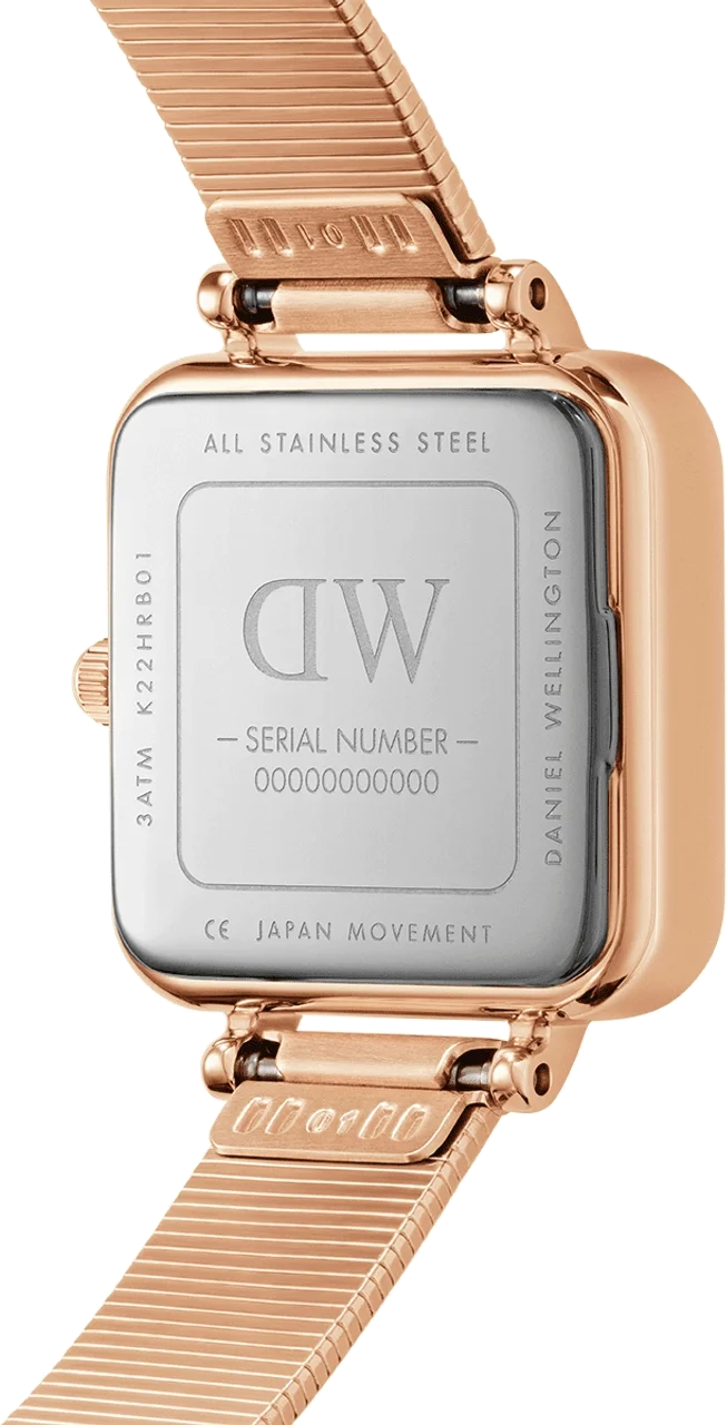 Montre Femme Daniel Wellington DW00100519 Quadro Studio - Boîtier Carré Or Rose, Cadran Vert vue 3