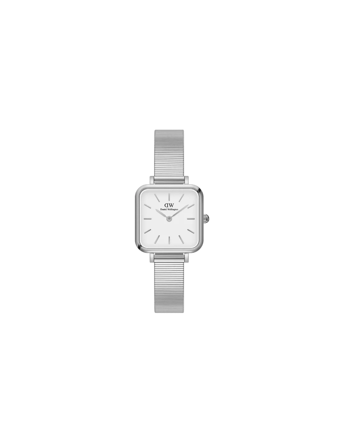 Montre Femme Daniel Wellington Quadro Studio DW00100521 - Cadran Carré Blanc, Boîtier et Bracelet Argent