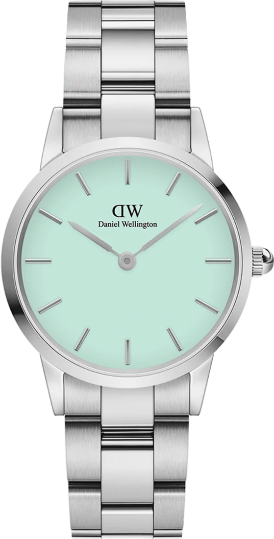 Montre Daniel Wellington DW00100537 Iconic Link pour femme, cadran vert pastel 28mm, bracelet acier poli
