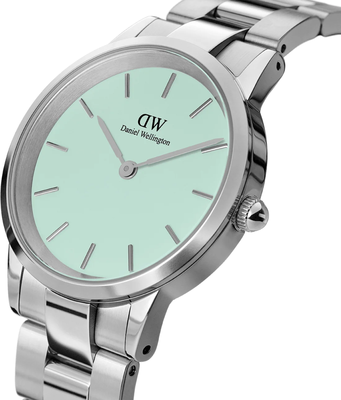 Montre Daniel Wellington DW00100537 Iconic Link pour femme, cadran vert pastel 28mm, bracelet acier poli vue 2