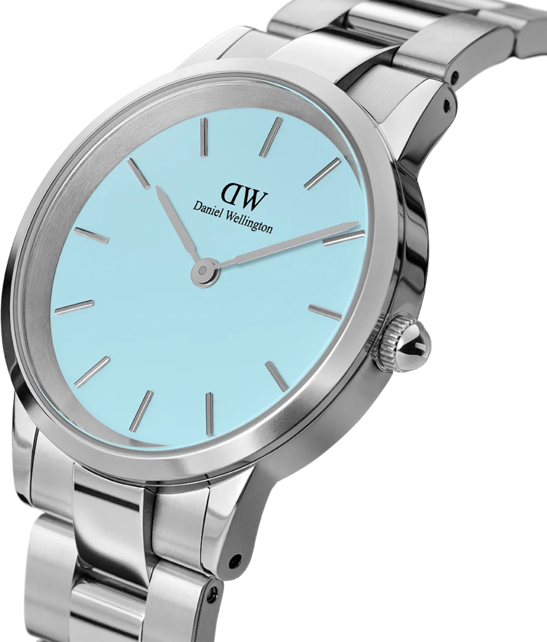 Montre Daniel Wellington DW00100540 Iconic Link, cadran bleu pastel Capri 28mm, bracelet acier poli pour femme vue 2