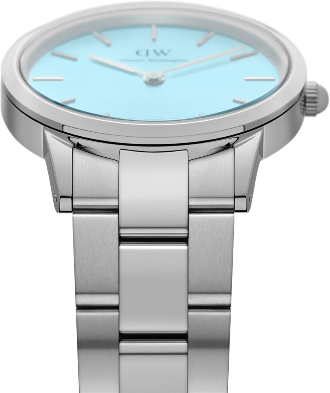 Montre Daniel Wellington DW00100540 Iconic Link, cadran bleu pastel Capri 28mm, bracelet acier poli pour femme vue 3