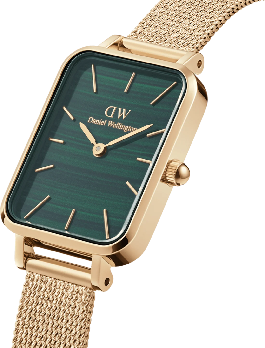 Montre Femme Daniel Wellington DW00100561 Quadro - Cadran Vert Rectangulaire, Boîtier et Bracelet Or Rose Acier vue 2