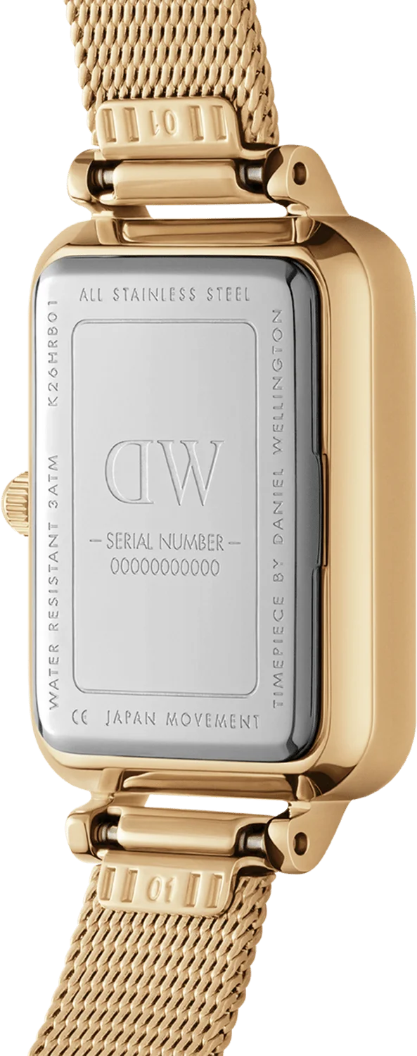 Montre Femme Daniel Wellington DW00100561 Quadro - Cadran Vert Rectangulaire, Boîtier et Bracelet Or Rose Acier vue 3