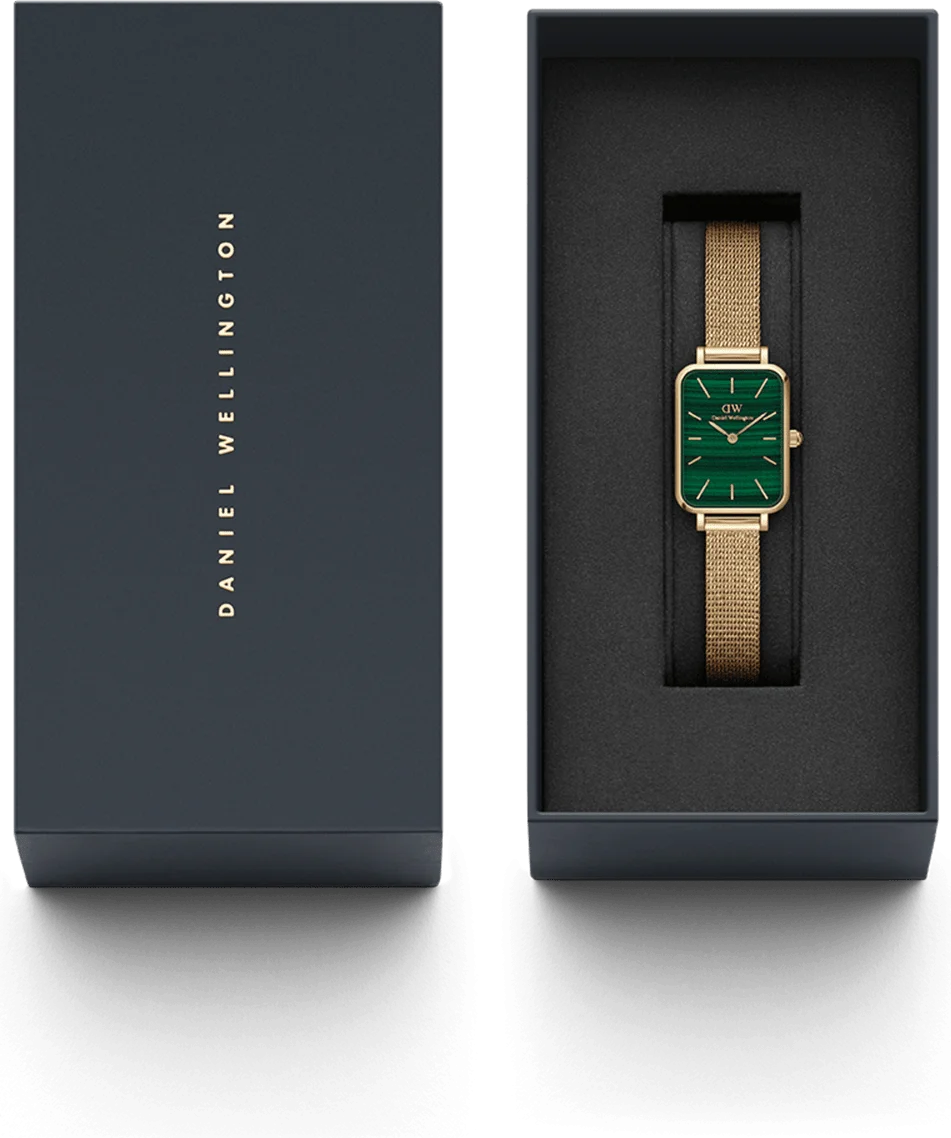 Montre Femme Daniel Wellington DW00100561 Quadro - Cadran Vert Rectangulaire, Boîtier et Bracelet Or Rose Acier vue 4
