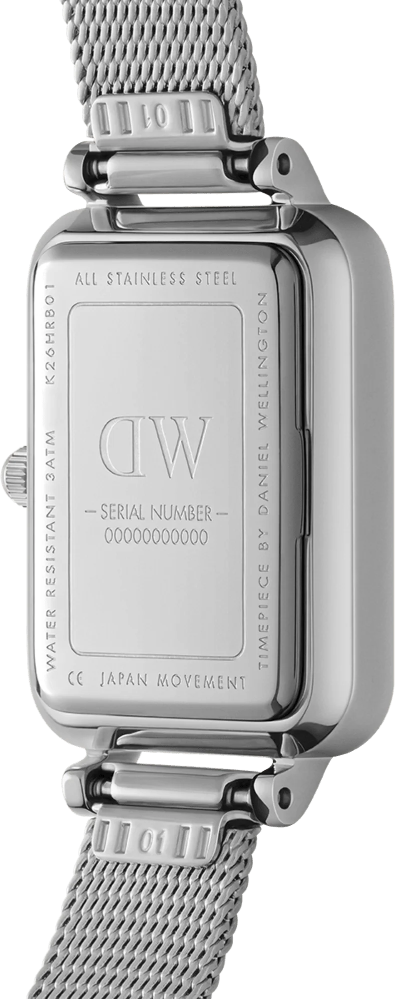 Montre Femme Daniel Wellington Quadro Pressed Piano DW00100580 - Cadran Rectangulaire Gris Acier vue 3