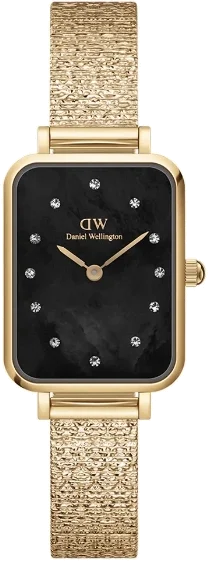 Montre Femme Daniel Wellington DW00100583 Quadro Rectangulaire Cadran Noir Or Rose