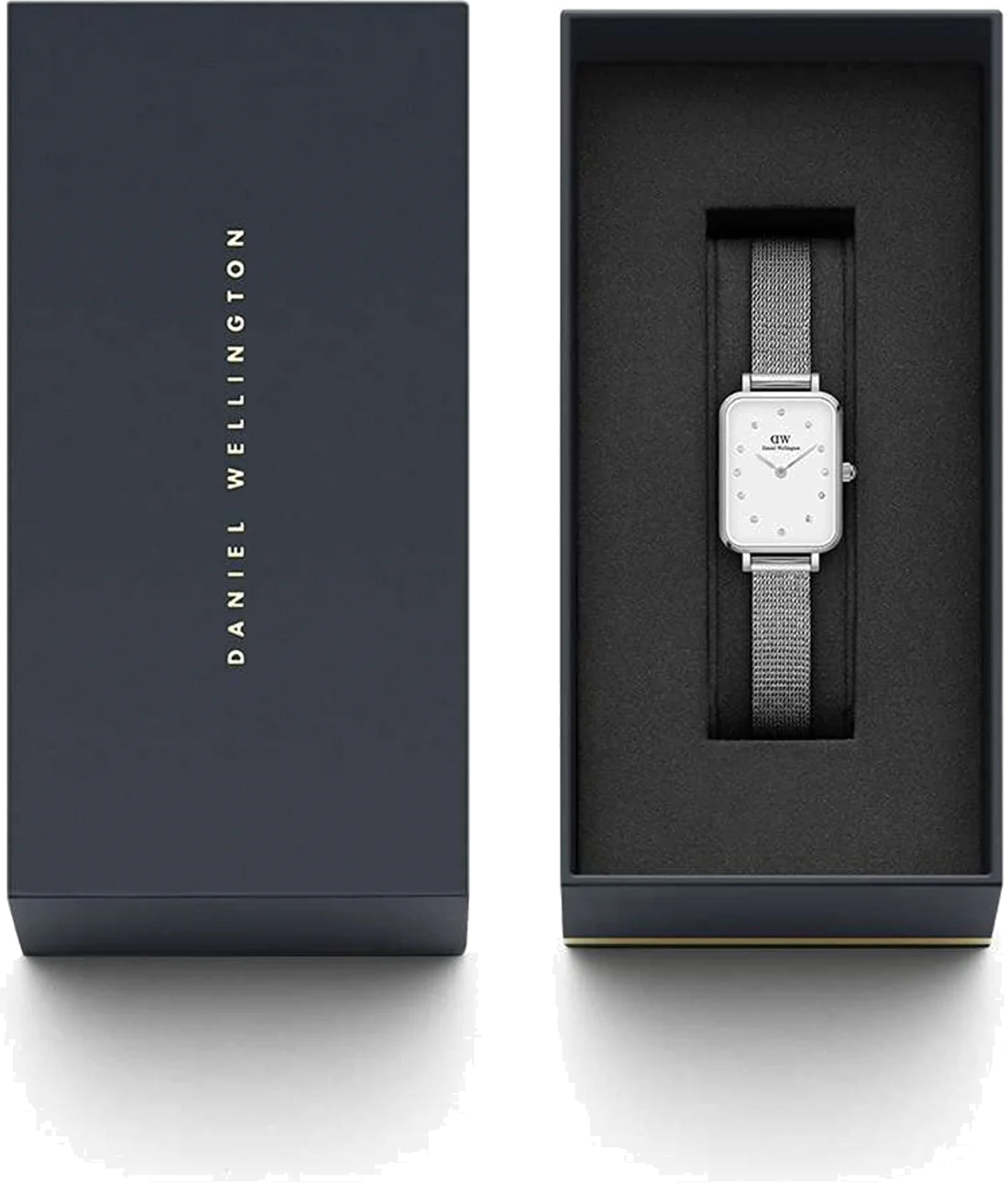Montre Femme Daniel Wellington Quadro Lumine Pressed Sterling DW00100597 - Cadran Blanc, Boîtier Argent, Maille Milanaise vue 3