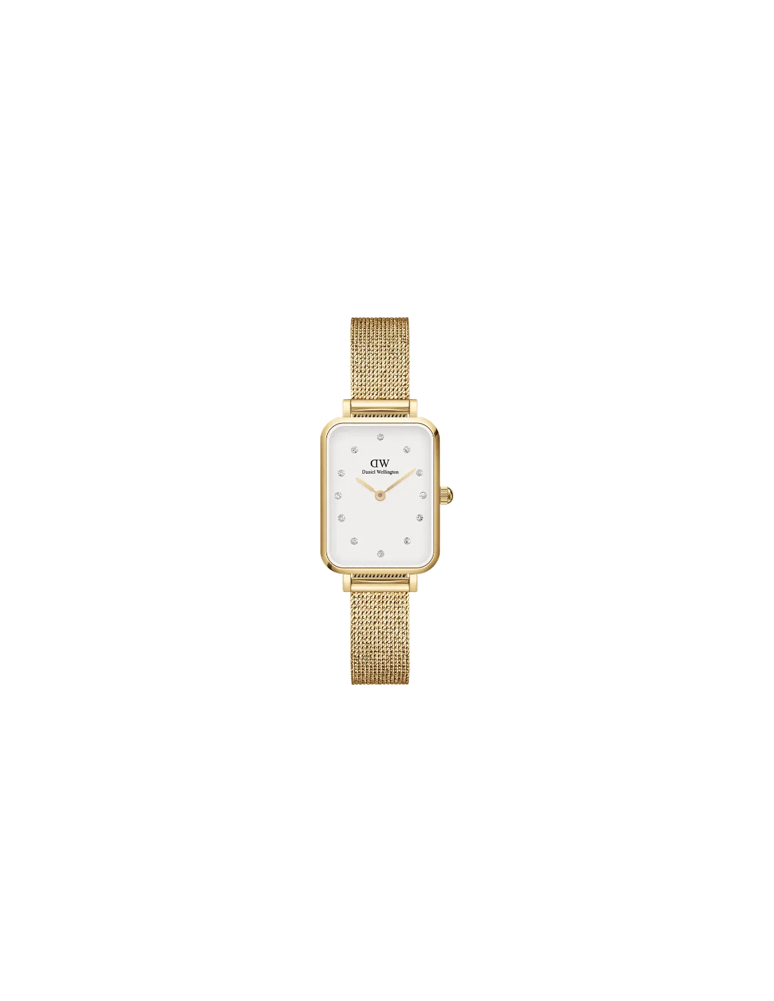 Montre Femme Daniel Wellington Quadro DW00100599 - Boîtier rectangulaire or, cadran blanc, bracelet maille or