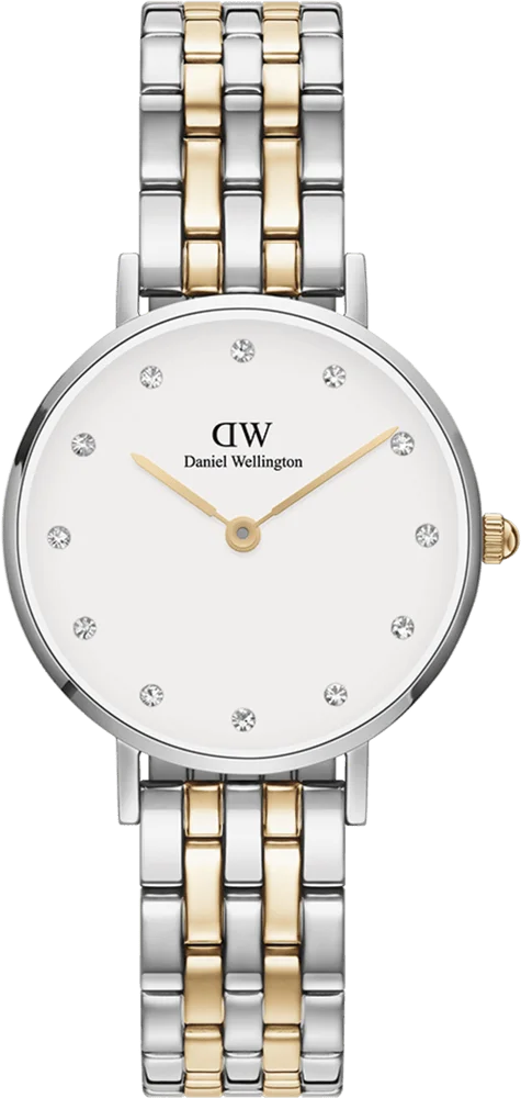 Montre Femme Daniel Wellington Petite Lumine DW00100616, Cadran Blanc, Bracelet Bicolore Argent et Or