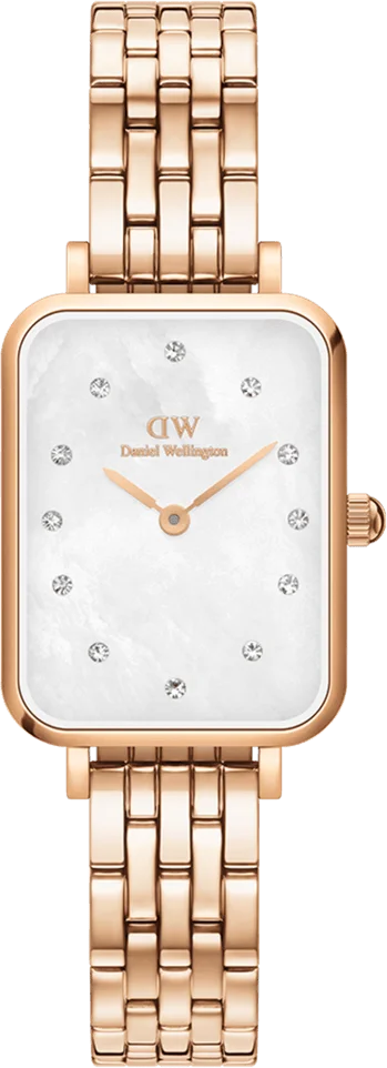 Montre Femme Daniel Wellington DW00100620 Quadro Lumine - Cadran Nacre, Cristaux et Boîtier Or Rose