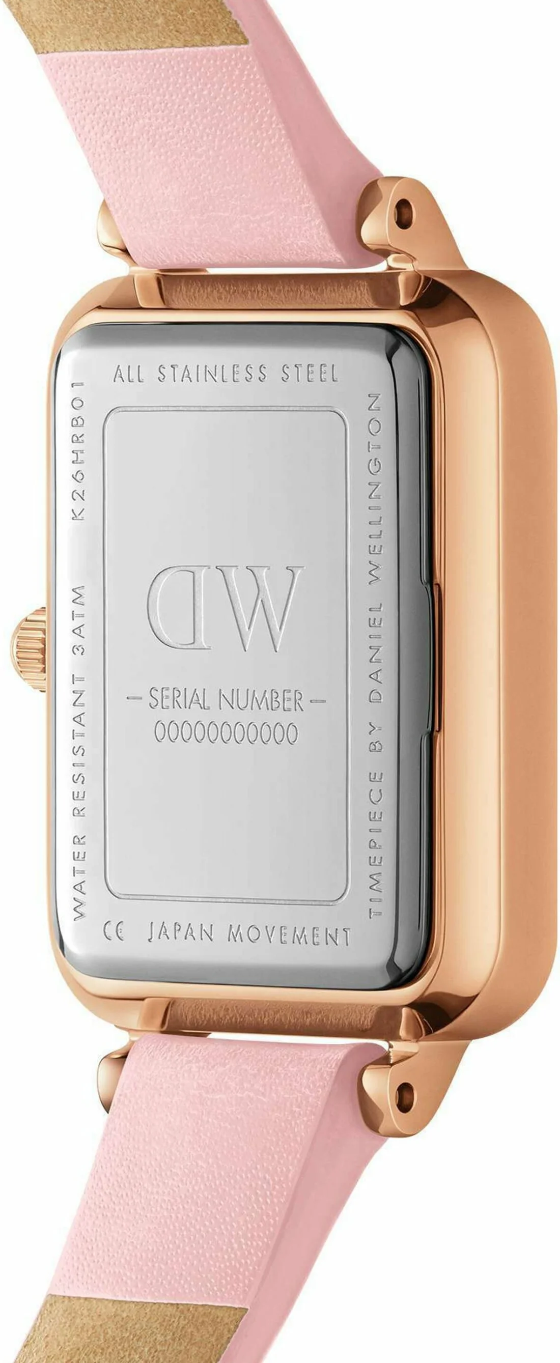 Montre Femme Daniel Wellington DW00100636 Quadro - Cadran Rectangulaire Rose Nacre, Boîtier Or Rose vue 3