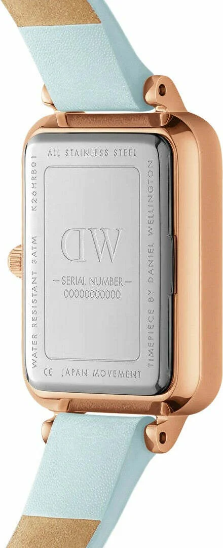 Montre Femme Daniel Wellington Quadro Bluebell DW00100638 - Cadran bleu nacré, boîtier or rose vue 3