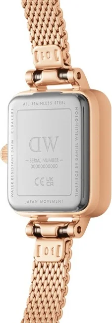 Montre Femme Daniel Wellington DW00100647 Quadro Mini Melrose, Cadran Noir Onyx, Maille Milanaise Or Rose vue 3