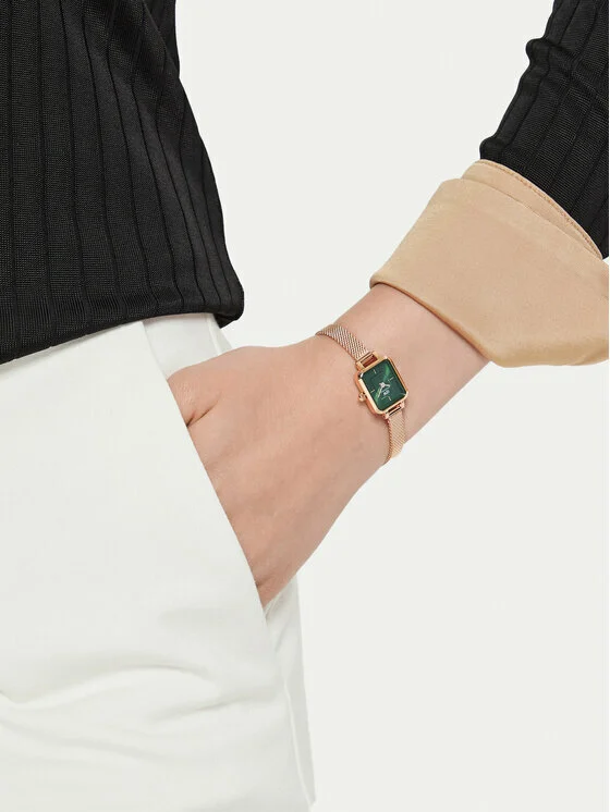 Montre Femme Daniel Wellington DW00100648 Quadro Mini Cadran Vert Acier Or Rose vue 3