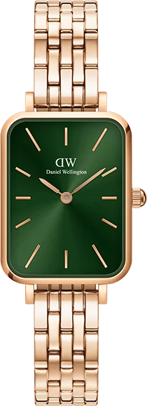 Montre Femme Daniel Wellington DW00100659 Cadran Vert Rectangulaire Bracelet Or Rose Acier