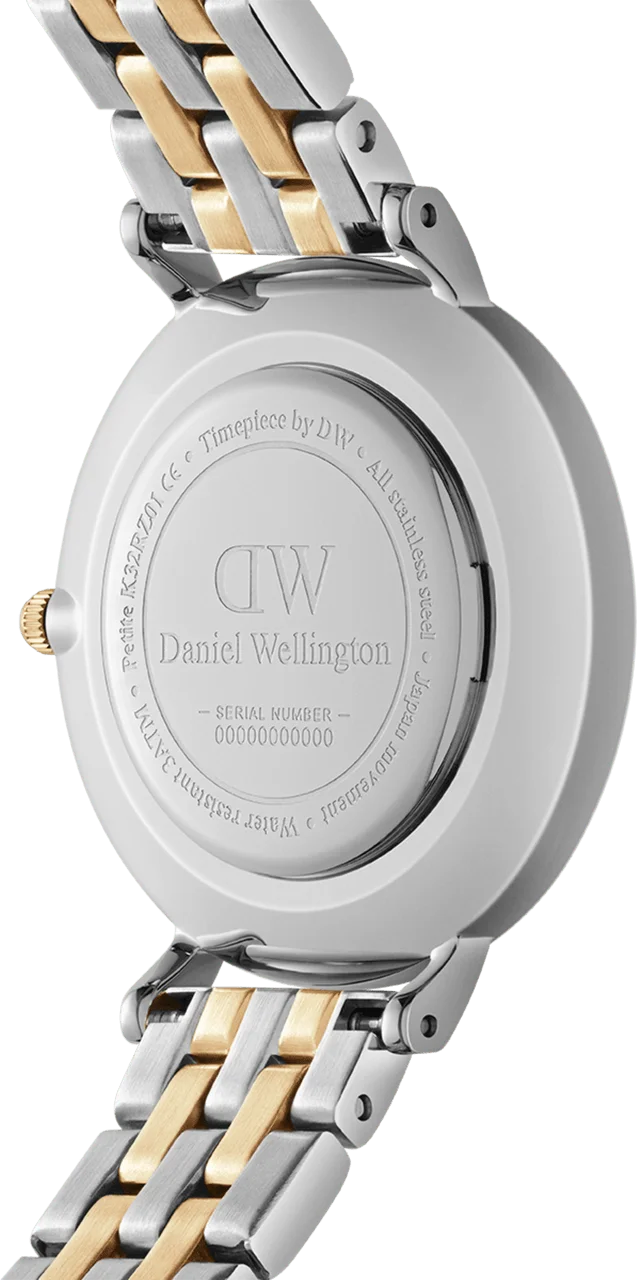 Montre Femme Daniel Wellington DW00100665, Cadran Blanc Nacré, Bracelet Bicolore 5 Maillons Argent et Or vue 3