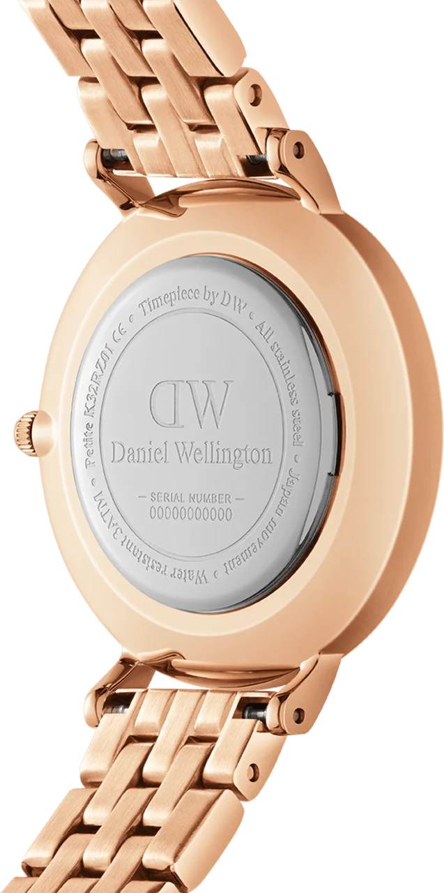 Montre Femme Daniel Wellington Petite Lumine Bezel 5-Link Melrose DW00100666 - Cadran Blanc, Bracelet Or Rose vue 3