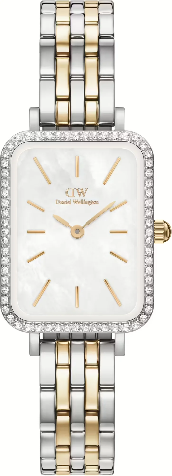 Montre Femme Daniel Wellington DW00100671 Quadro Lumine - Cadran Nacre Blanc & Bracelet Acier Bicolore