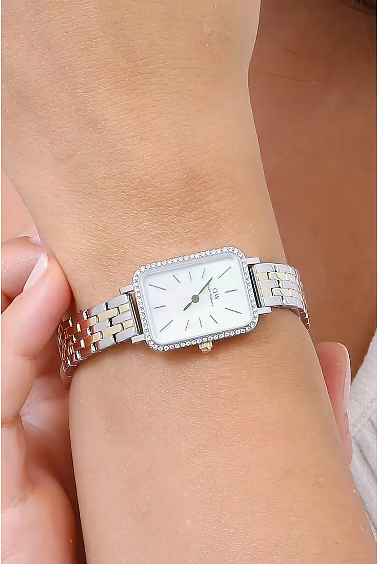 Montre Femme Daniel Wellington DW00100671 Quadro Lumine - Cadran Nacre Blanc & Bracelet Acier Bicolore vue 4